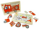 Ed.inter エドインター ファイヤートラック パズル Fire Truck Puzzle〜色鉛筆のやさしいタッチのイラストが特徴的な消防車の木製パズルです。2歳ごろから楽しめるパズルです。