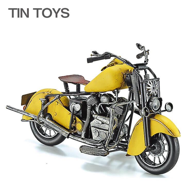 ブリキのおもちゃ（motorcycle yellow）(置物・オブジェ・インテリア小物・レトロ・アンティーク・バイク）【夏のインテリアフェア】 