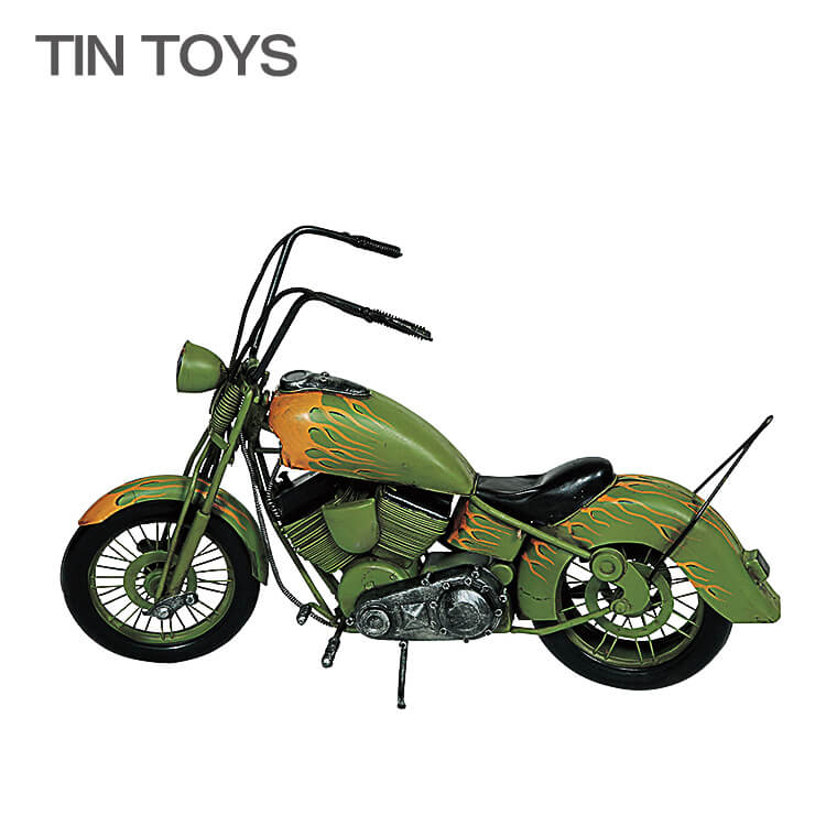 ブリキのおもちゃ（motorcycle green）(置物・オブジェ・インテリア小物・レトロ・アンティーク・バイク）【夏のインテリアフェア】