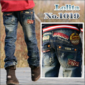 ロリータ ジーンズ LOLITA JEANS ボーイズ デニム ワッペン 英字 刺繍 もこもこ■lo-no1019