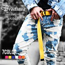 ベルト メンズ ロングベルト ダブルリングベルト 大きいサイズ イエロー レッド ブラック ブルー オシャレ アクセサリー Brodiaea ブローディア