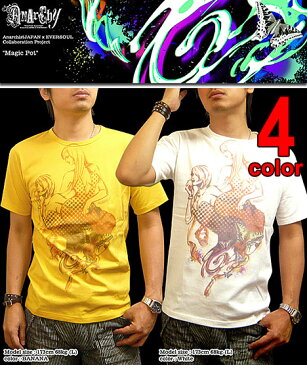 AnarchistJAPAN x EVERSOUL :フォト転写コラヴォガールプリントTシャツ 「Magic Pot SST」 ユーズド風転写プリントツインガールコラヴォTシャツ【サロン系】【キレイ目】