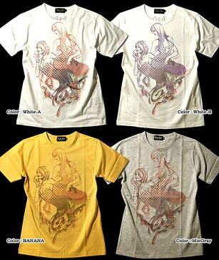 AnarchistJAPAN x EVERSOUL :フォト転写コラヴォガールプリントTシャツ 「Magic Pot SST」 ユーズド風転写プリントツインガールコラヴォTシャツ【サロン系】【キレイ目】