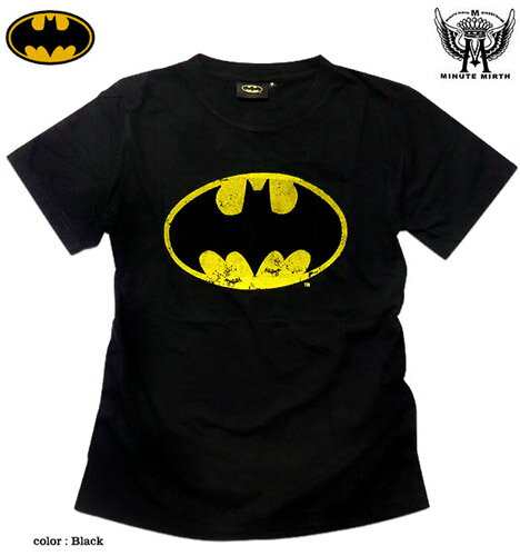 バットマン Tシャツ ： バットマン×ミニットマースのビンテージ感溢れるアメコミバットマンマークプリントコラボ半袖Tシャツ！【バットマン メンズ グッズ ダークナイト ライジング】