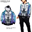 パーカー 宇宙 ギャラクシー 総柄 トラ 虎 プリント ジップパーカー メンズ クラブ ファッション 原宿系 / ギャラクシー総柄を迫力のあるトラの顔で切り替えたジップパーカー!