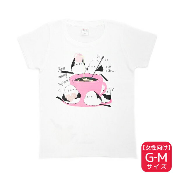 【ぴよ手帖×ことりカフェ】 Tシャツ 半袖 ★G-Mサイズ ◆クリックポスト対応◆ ことり 小鳥 ガールズ 女性向け レディース Tシャツ 半袖 部屋着 ルームウェア ファッション シマエナガ エナガ 野鳥 北海道 雪の妖精 コラボカフェ カフェ コーヒー