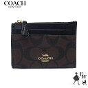 コーチ 財布 アウトレット コインケース 小銭入れ キーリング付き F88208 IMAA8 COACH シグネチャー ブラウン×ブラック エクセルワールド ウォレット サイフ ブランド プレゼントにも zq
