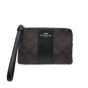 COACH コーチ アウトレット ポーチ リストレット シグネチャー F58035 IMAA8 ブラウン×ブラック【あす楽】 エクセルワールド ブランド プレゼントにも zq