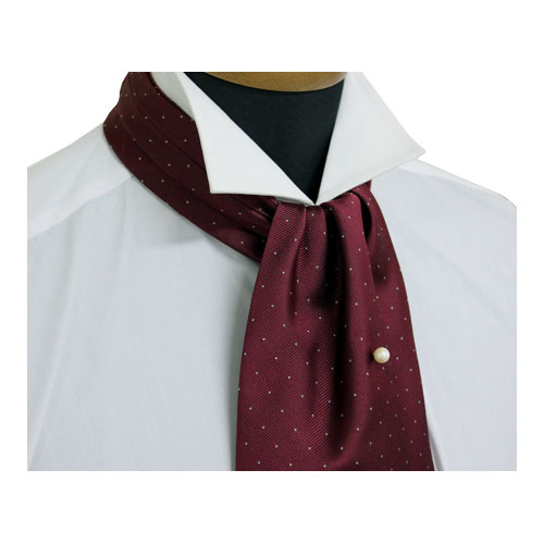 アスコットタイ。国産シルク100%エンジのジャガード織りで手結びタイプのアスコットタイです。