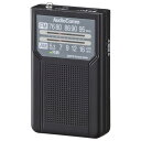 ポケットラジオ(アナログPVC内蔵で電池長持ち154時間/2WAY出力/モノラル受信/ワイドFM/片耳イヤホン付属/単4形×2本使用/ブラック)_03-7272_RAD-P136N-K_OHM(オーム電機)