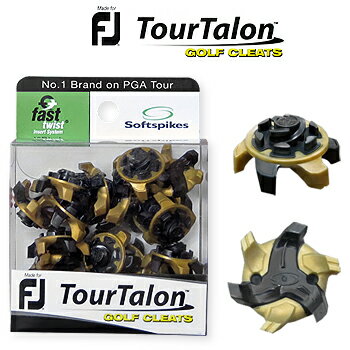 FJ　TourTalon（ツアータロン）FTS（90度回転装着）GOLF　CLEATS（ゴルフ鋲）交換用ソフトスパイク18個入り「0600-868-18P」カラー：ゴールド/ブラック