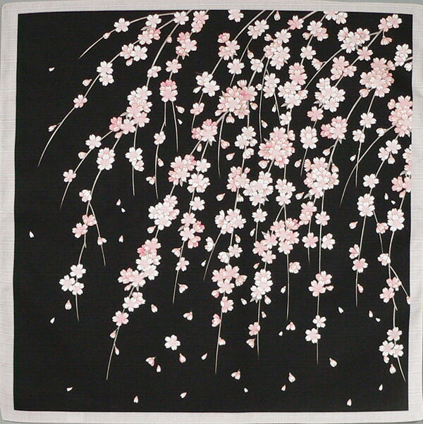 風呂敷　しだれ桜　綿シャンタンふろしき（黒）（50cm）　日本製【SBZcou1208】10P123Aug12