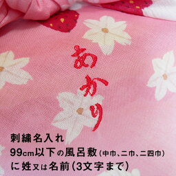 風呂敷 追加オプション 刺繍 ししゅう 名入れ 99cm以下の風呂敷に姓又は名前3文字まで 10色対応 ふくさ不可 一升餅 1歳 誕生日 ふろしき お祝い ギフト プレゼント 出産内祝い 出産祝い 男性 女性 <strong>子供</strong> 女の子 男の子 <strong>プチギフト</strong> ポイント消化 2024 母の日