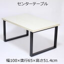 センターテーブル リビングテーブル 幅100×奥行き65×高さ51.4cm ホワイト フレーム脚 ブラック アジャスター付