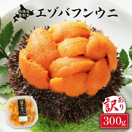 【ふるさと納税】規格外品！無添加エゾバフンウニ塩水パック300g　【魚貝類・ウニ・雲丹】　お届け：≪配送期間A≫2019年6月上旬〜8月中旬迄≪配送期間B≫2019年10月上旬〜11月下旬迄≪配送期間C≫2020年1月下旬〜3月下旬迄≪配送期間D≫2020年4月上旬〜5月下旬迄