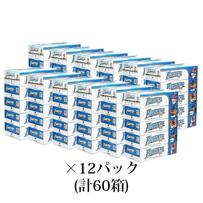 【ふるさと納税】北海道日本ハムファイターズボックスティッシュ12パック(60箱)　【雑貨・生活用品】