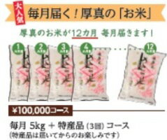 【ふるさと納税】毎月届く定期便「厚真のお米 5kg」＋「特産品3回」コース