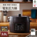 【ふるさと納税】電気圧力鍋3.0L　PC-MA3-T　カカオブラウン　【キッチン用品・調理家電】