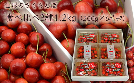 【ふるさと納税】FS20-096 【令和3年産先行予約】山形のさくらんぼ食べ比べ3種1.2kg(200g×6)