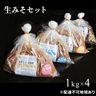 つちっこ田島ファーム 4種の生みそセット4kg（1kg×4袋）　【米味噌・生みそセット・味噌・4kg】