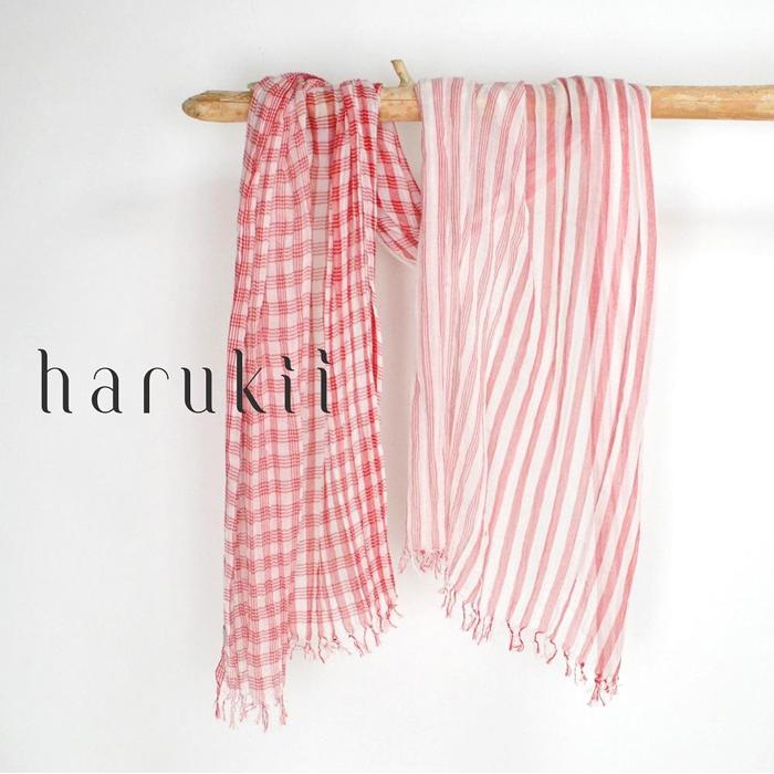 【ふるさと納税】【harukii】変りギンガム長綿ガーゼストール (レッド) | ショール ガーゼ 綿 チェック 赤 おしゃれ 贈答用 送料無料 東京 八王子