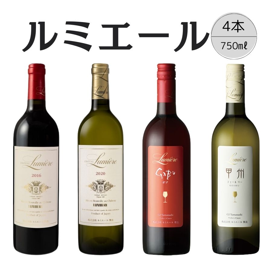 【ふるさと納税】ルミエール　おすすめ赤白ワイン4本セット5 ふるさと納税 ワイン 笛吹市 山梨ワイン 酒 アルコール 山梨県 記念品 お祝い 送料無料 167-138