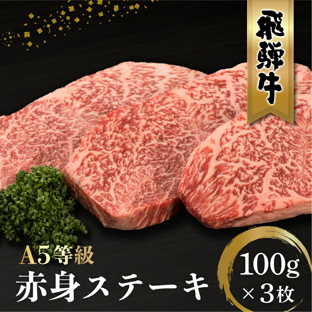 【ふるさと納税】 飛騨牛 もも肉 ステーキ A5 100g×3枚 赤身肉 赤身ステーキ 牛肉 ブランド和牛　A5等級　b695 14000円 高山市 飛騨高山 岐阜県 熨斗 のし お歳暮 御歳暮