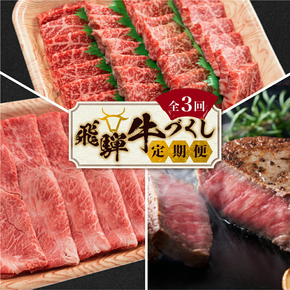 【ふるさと納税】 飛騨牛 づくし 肉 定期便 3ヶ月 牛肉 ( 焼肉 / すき焼き / ステーキ ) 全3回 お楽しみ 赤身テーキ しゃぶしゃぶ 焼き肉 食べ比べ 牛 5万円 人気 お肉 定期 ランキング 高山市 岐阜県 TR3225 50000円