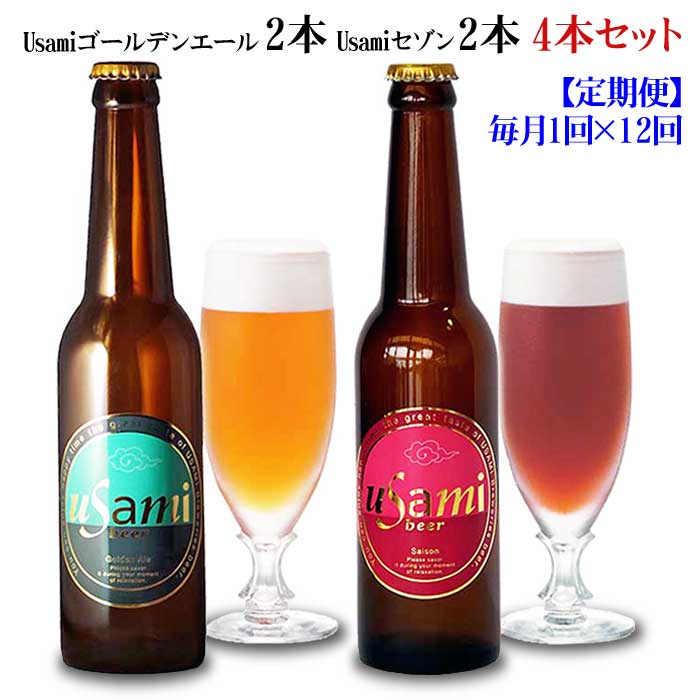 W12【ふるさと納税】【定期便 全12回】Usamiビール2種×2本(4本セット) 毎月1回×12回