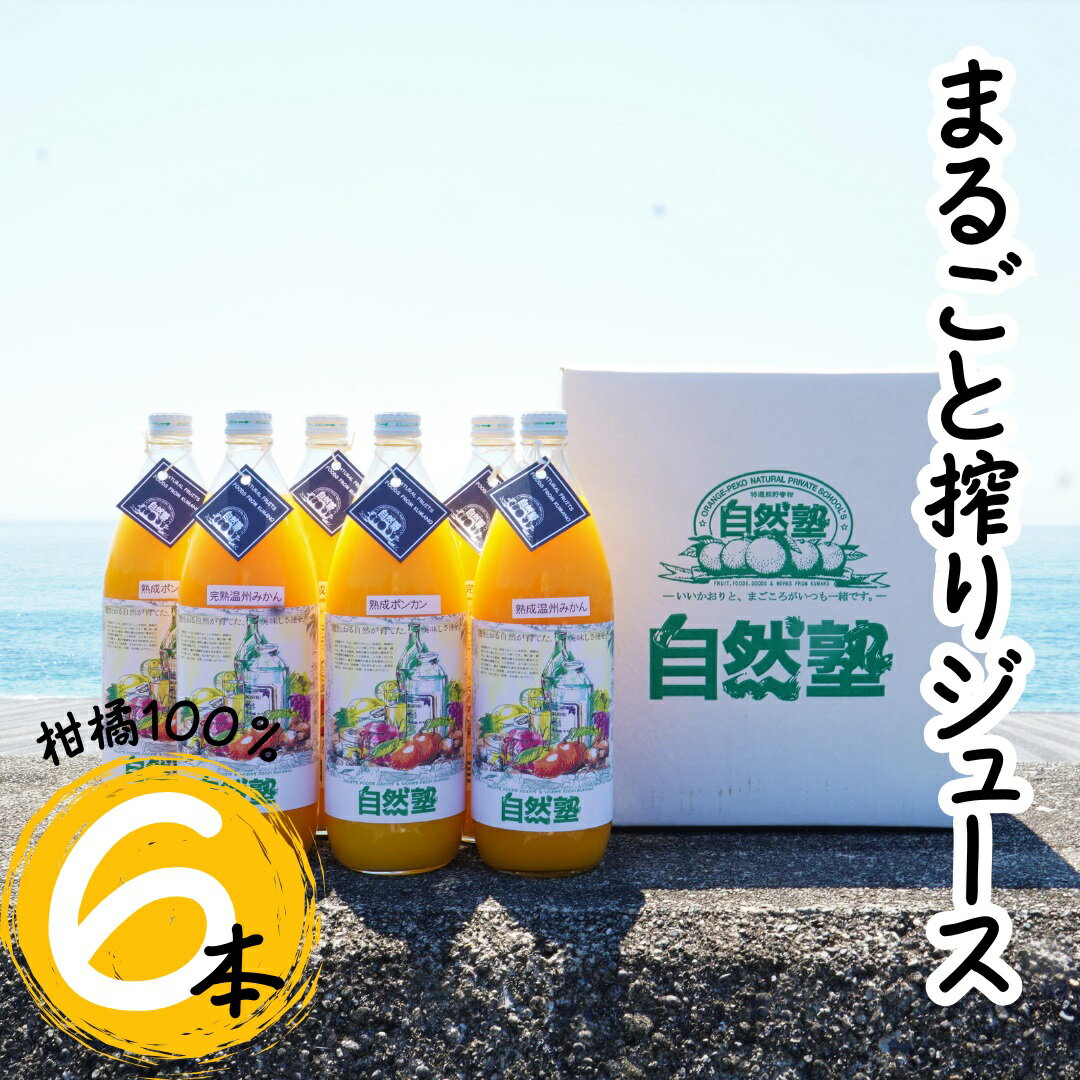 【ふるさと納税】 15.自然塾 柑橘100%まるごと絞りジュース 6本入り みかんジュース オレンジ ポンカン 不知火 温州 ドリンク 飲料 飲み物 朝食 無添加 季節 旬