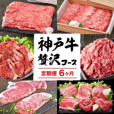 【ふるさと納税】定期便 肉 神戸牛 贅沢6種【6ヵ月連続お届け】全6回　ヒライ牧場【肩ロースすき焼肉/神戸牛サーロインステーキ/赤身切り落とし/食べ比べ焼肉】　【定期便・ロース・お肉・牛肉・すき焼き】