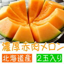【ふるさと納税】【高級】 北海道産 濃厚赤肉メロン 2玉入り...