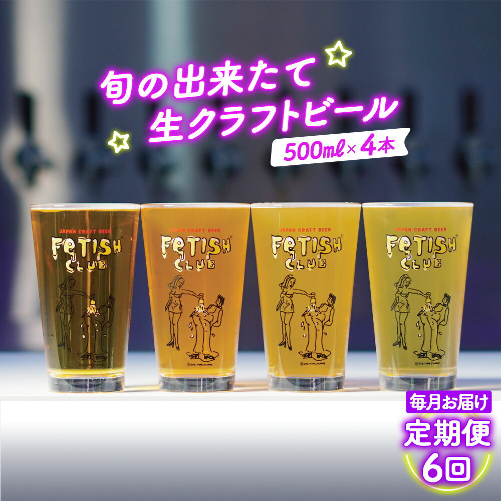 【ふるさと納税】No.211 【毎月定期便6回】新鮮で芳ばしい「旬の出来たて生クラフトビール」醸造所直送500ml缶4本 ／ ビール 定期便 クラフトビール IPA 新鮮 酒 アルコール フルーティ 山口県 特産品