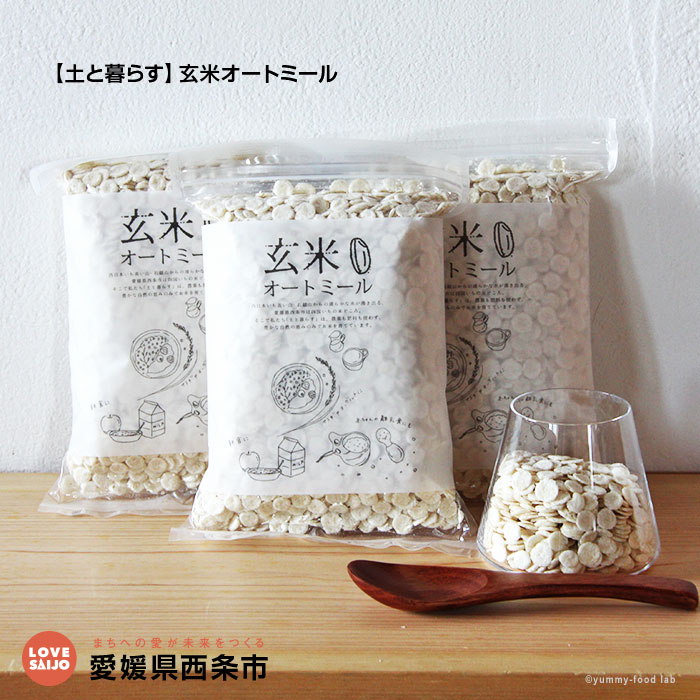 【ふるさと納税】＜【土と暮らす】玄米オートミール 660g（220g×3）＞ ※翌月末迄に順次出荷します。 「自然栽培米玄米がまるごと食べられます！」アルファー化しているので玄米なのに消化しやすくなっていて、調理カンタン！離乳食や非常食にも！ 愛媛県 西条市【常温】