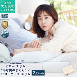 【ふるさと納税】エアウィーヴ ピロー スリム “みな実のまくら” pillow slim × ピローケース スリム 2点セット <strong>田中みな実</strong> <strong>枕</strong> ピロー 薄め まくら <strong>枕</strong>カバー カバー 洗える 寝具 家具 エアウィーブ airweave 福岡県 大刀洗町