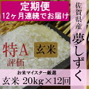 【ふるさと納税】V-14 《12ヶ月毎月お届け》佐賀県産夢しずく 玄米20kg定期便