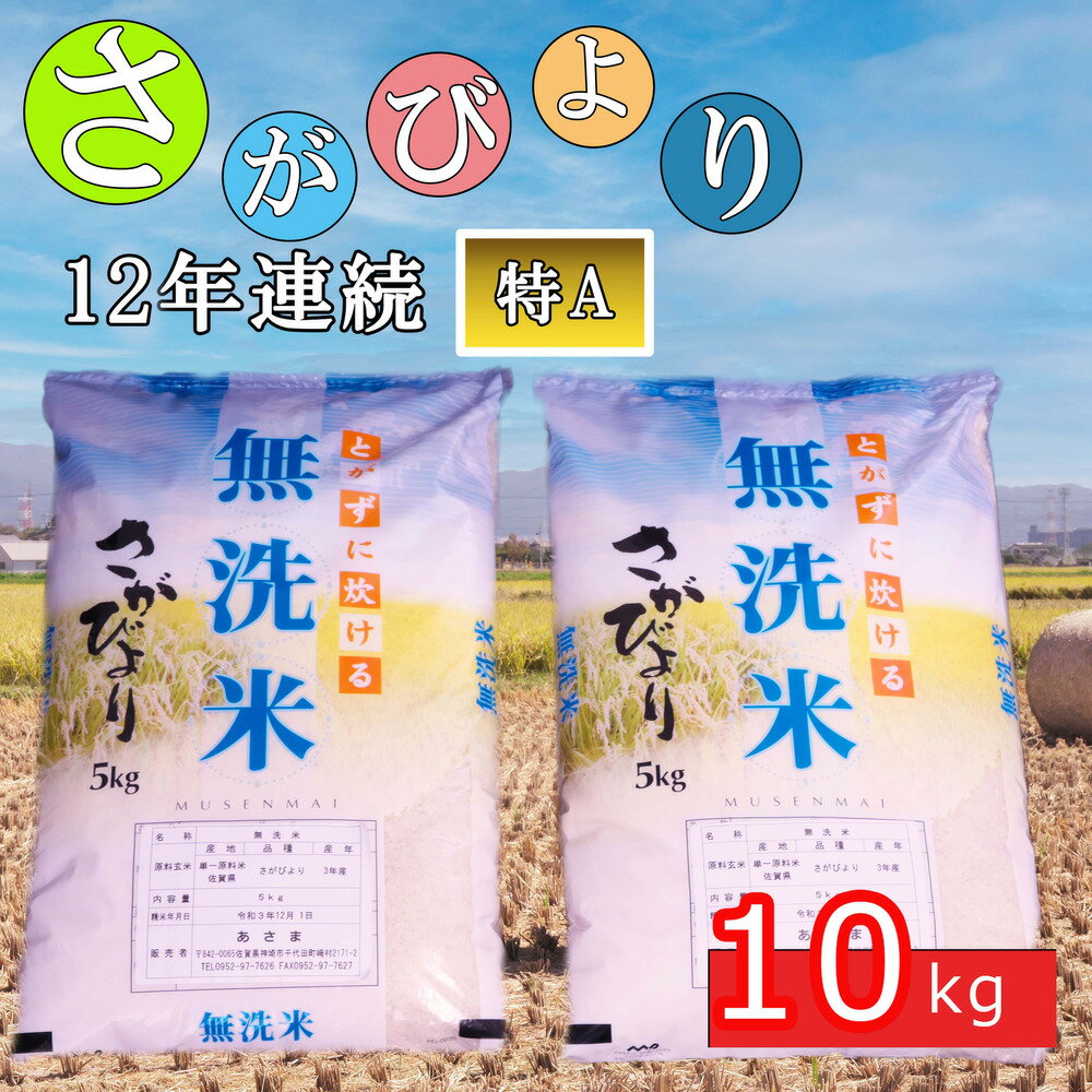 【ふるさと納税】令和3年産 新米 さがびより 無洗米 5kg×2 (H074103)