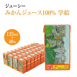 【<strong>ふるさと納税</strong>】 ジューシー みかんジュース100％(学給) 125ml×40本 合計5,000ml 5L 蜜柑ジュース ミカンジュース <strong>オレンジジュース</strong> 紙パック 国産 九州 熊本県 送料無料