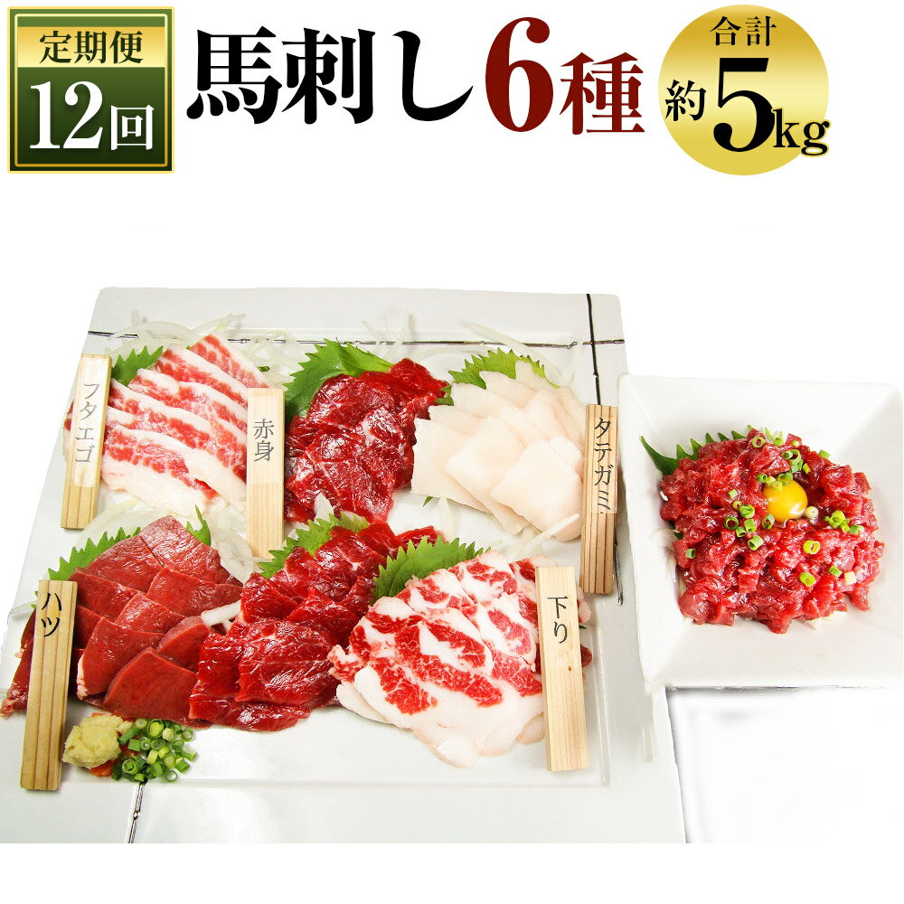 【ふるさと納税】定期便 12回 桜屋 馬刺し6種420g 合計約5kg 小袋醤油・小袋生姜付き ブロック 食べ比べ 馬肉 お肉 冷凍 熊本県産 国産 送料無料