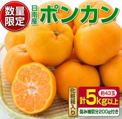 ≪数量限定≫『日南産ポンカン(Sサイズ)計5kg以上』傷み補償分200g付き　フルーツ　果物　柑橘　みかん