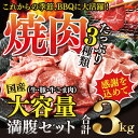 【ふるさと納税】<国産牛・豚たっぷり3kg満腹セット>※平成...