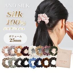 【贅沢密度の25匁】≪楽天1位≫ <strong>シルク</strong> シュシュ 【ボリューム25mm】 <strong>シルク</strong>100% 25匁 1本/2本セット 大人っぽい 小さめ シンプル ボリューム <strong>ヘアゴム</strong>ANDSILK 髪にやさしい 跡が付きにくい ヘアケア 美髪 静電気 手首 FABOMI プレゼント