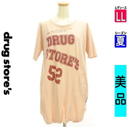 【39h限定★20%OFFクーポン】【中古】【セール】 ドラッグ<strong>ストアーズ</strong> drug store's カットソー プルオーバー 半袖 LL ピンク レディース 夏 /ロゴ＆ナンバリングロングカットソー