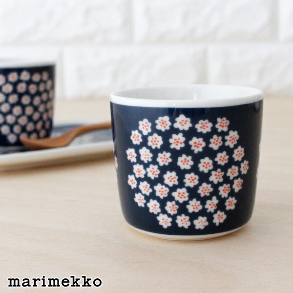 マリメッコ プケッティ ラテマグ 【 単品 】/ ダークブルー×ホワイト×レッドブラウン marimekko PUKETTI lattemug 1pc　【 正規販売店 】【 日本限定 】