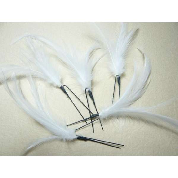 オニピン・髪飾り・ヘアーアクセサリ-◆ボリュームを出したいときはコレ！ホワイトハックル小の羽のオニピン1本