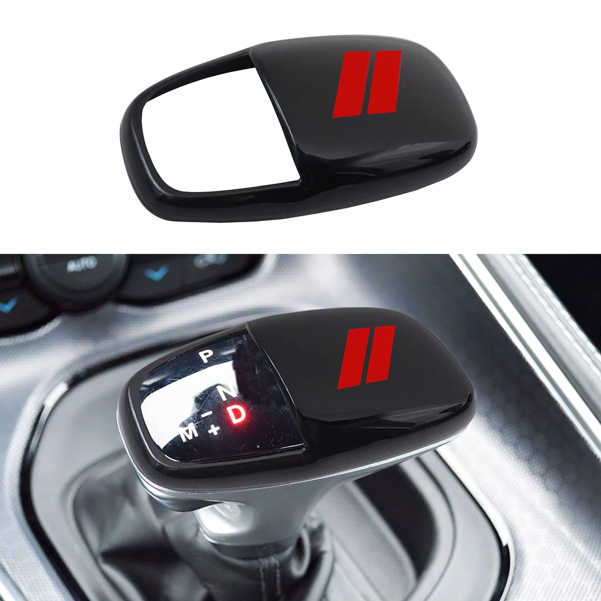 SENSHINE ギアシフトノブヘッドカバートリム ダッジチャージャー チャレンジャーアクセサリー 2015-2022 Durango 2016-2023 ABSインテリアシェルインサート装飾プロテクター ギアシフターカバー