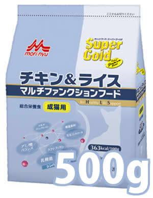 森乳サンワールド　スーパーゴールド　チキン＆ライス　マルチファンクションフード　成猫用　500g