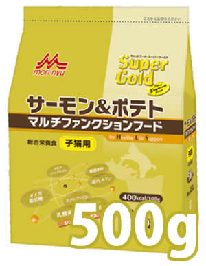 森乳サンワールド　スーパーゴールド　サーモン＆ポテト　マルチファンクションフード　子猫用　500g