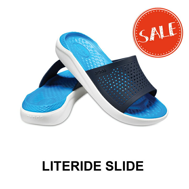 【クロックス crocs メンズ レディース】LiteRide Slide/ライトライド スライド/ネイビーxホワイト