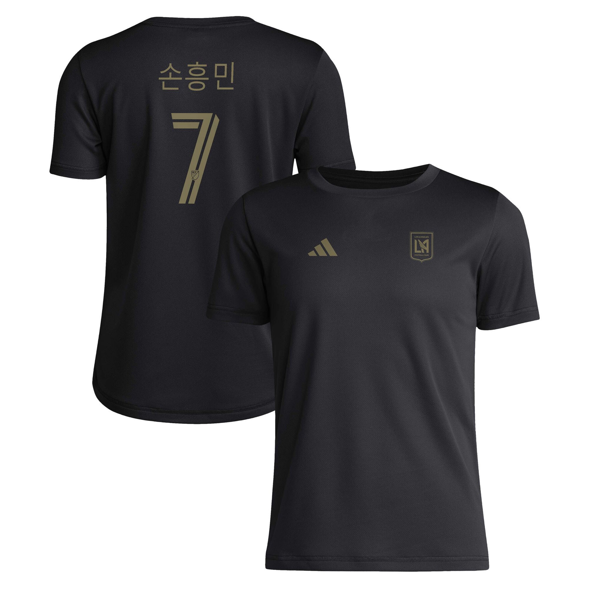 【公式グッズ】MLS LAFC <strong>ソン・フンミン</strong> Tシャツ Adidas/アディダス ユース・ジュニアサイズ ブラック (ADI F25 Youth Son ALT NN Pre-Game Tee)